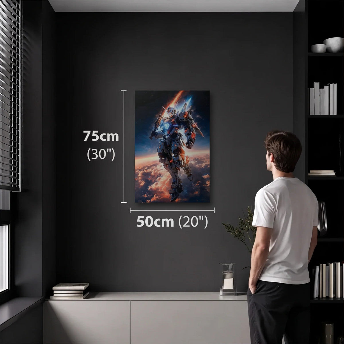 Anime Art 50x75 cm acrylic wall art in a dark modern room