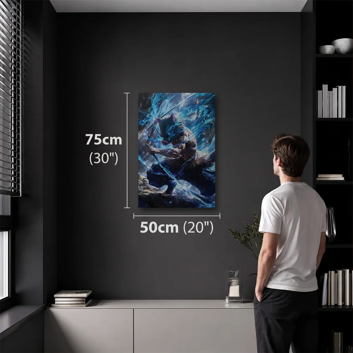 Anime Art 50x75 cm acrylic wall art in a dark modern room