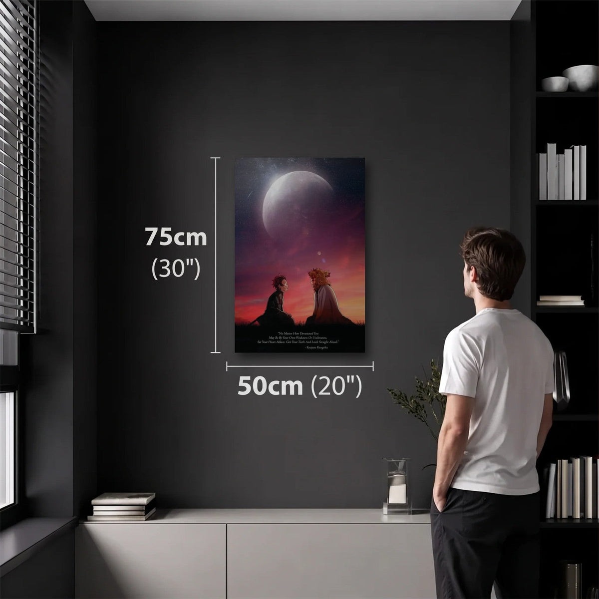 Anime Art 50x75 cm acrylic wall art in a dark modern room