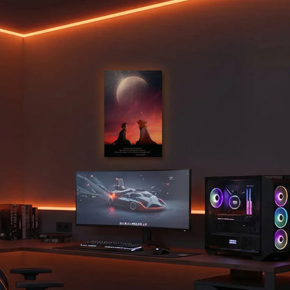 Anime Art acrylic wall art in an orange LED gaming room
