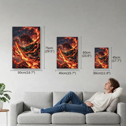 Anime Art size guide 30x45, 40x60, 50x75 cm