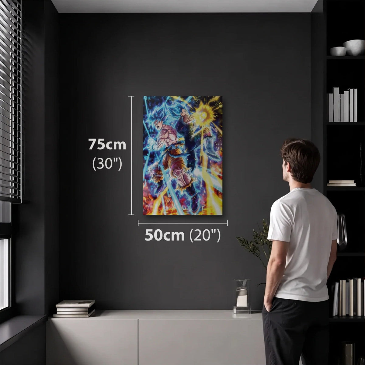 Anime Art 50x75 cm acrylic wall art in a dark modern room