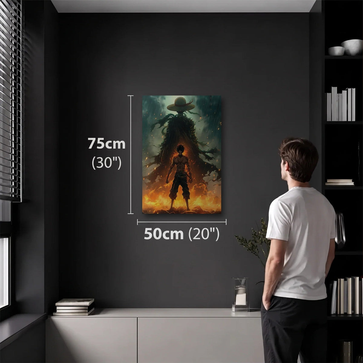 Anime Art 50x75 cm acrylic wall art in a dark modern room