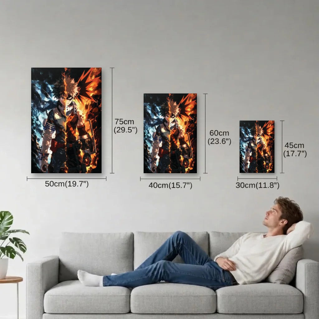 Anime Art size guide 30x45, 40x60, 50x75 cm