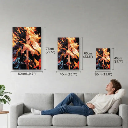 Anime Art size guide 30x45, 40x60, 50x75 cm