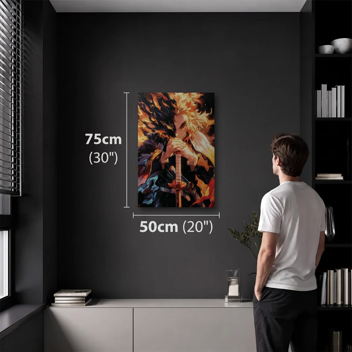 Anime Art 50x75 cm acrylic wall art in a dark modern room
