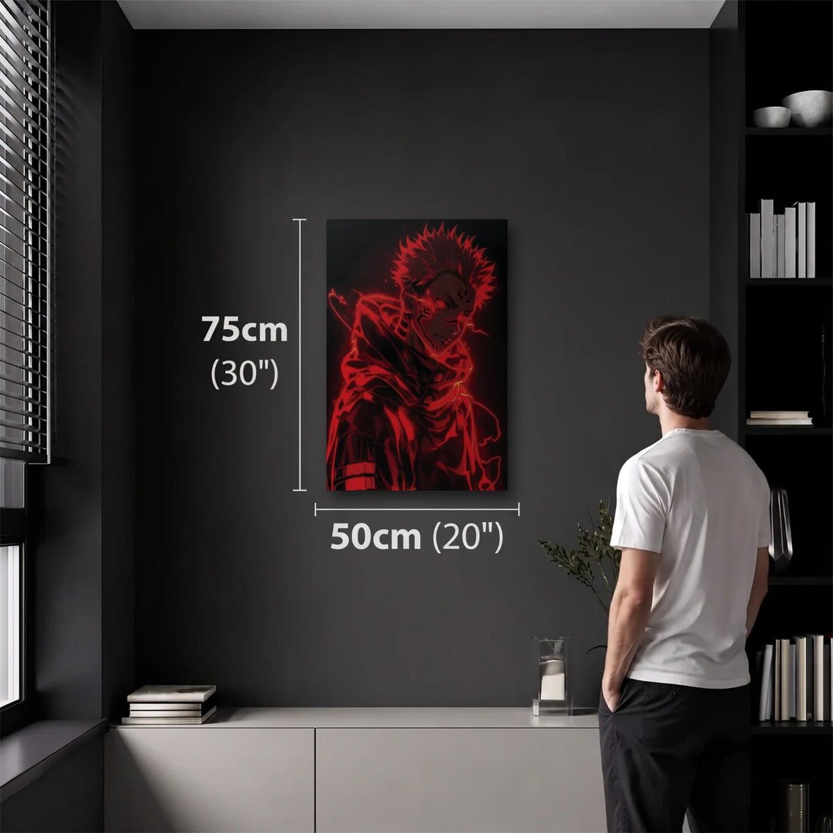 Anime Art 50x75 cm acrylic wall art in a dark modern room