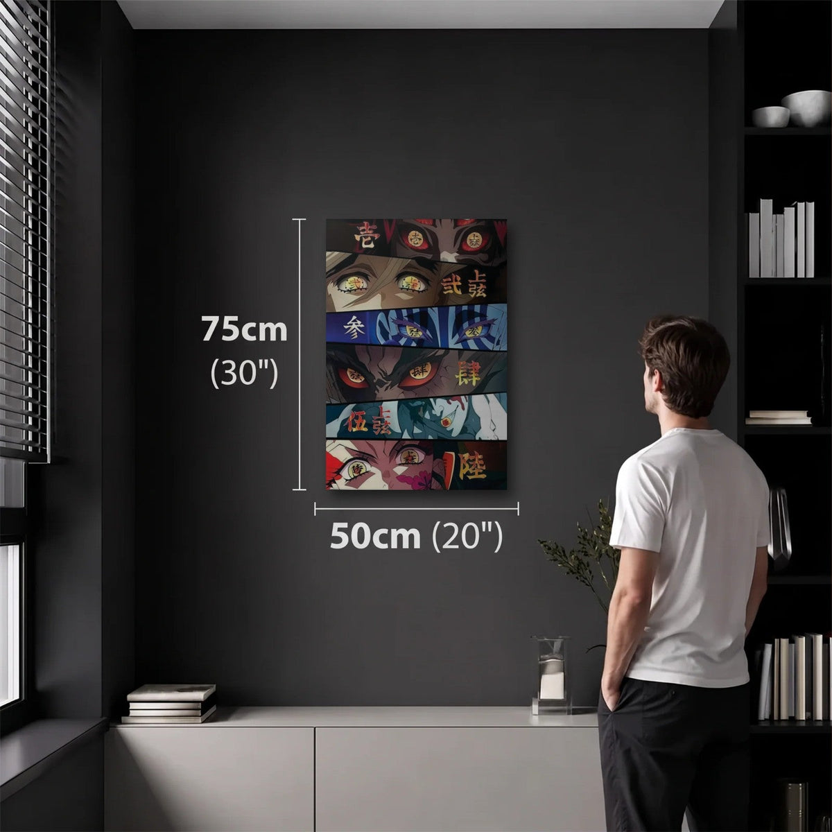 Anime Art 50x75 cm acrylic wall art in a dark modern room