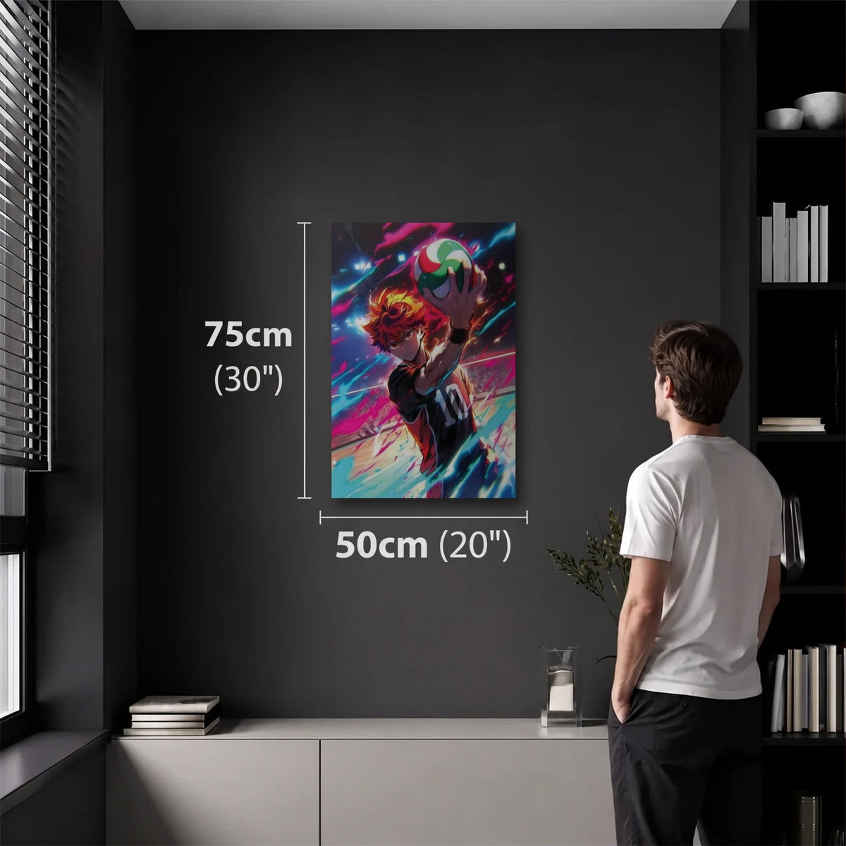 Anime Art 50x75 cm acrylic wall art in a dark modern room