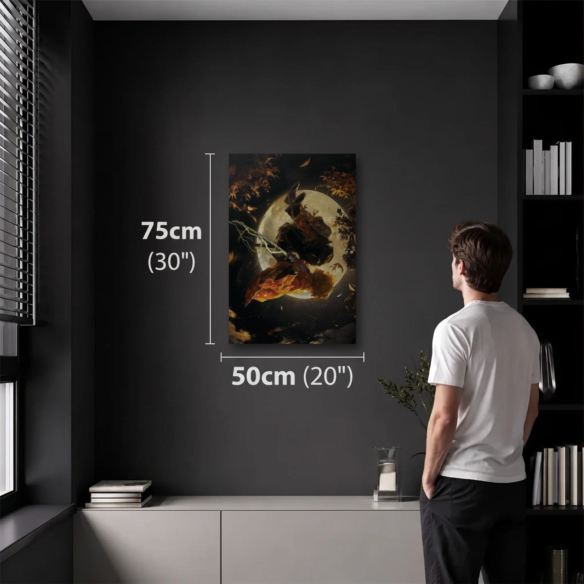 Anime Art 50x75 cm acrylic wall art in a dark modern room
