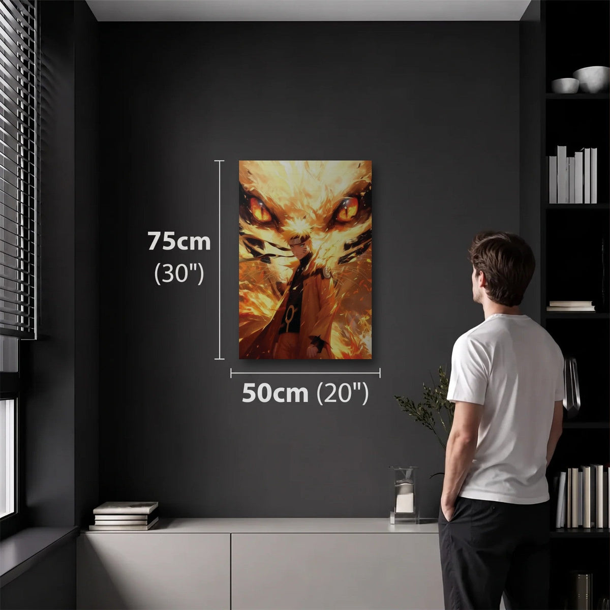 Anime Art 50x75 cm acrylic wall art in a dark modern room