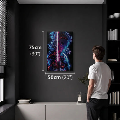 Anime Art 50x75 cm acrylic wall art in a dark modern room
