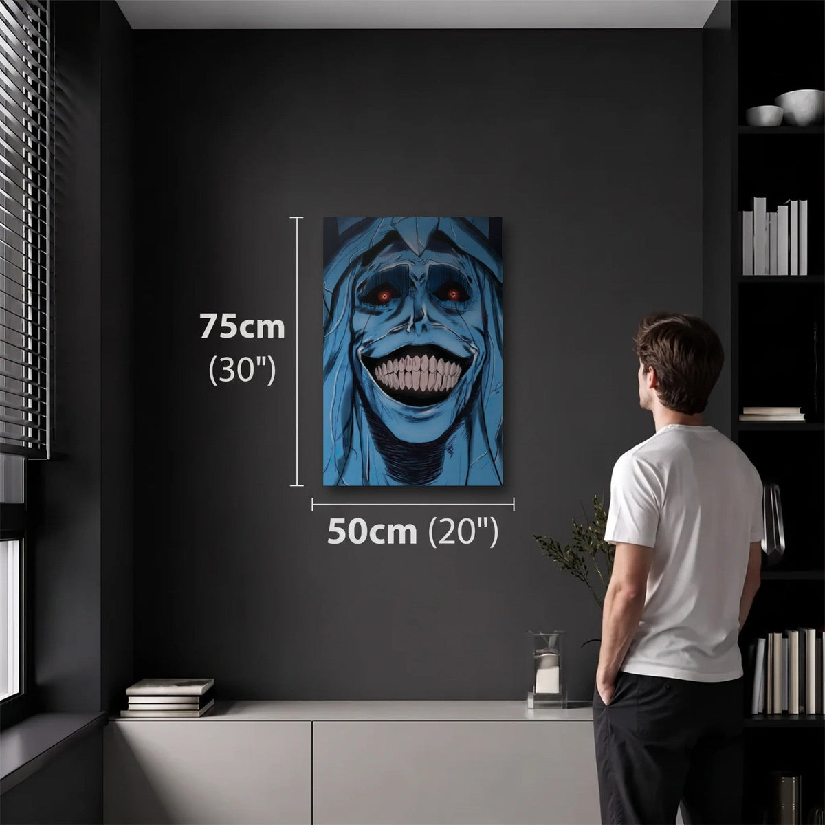 Anime Art 50x75 cm acrylic wall art in a dark modern room