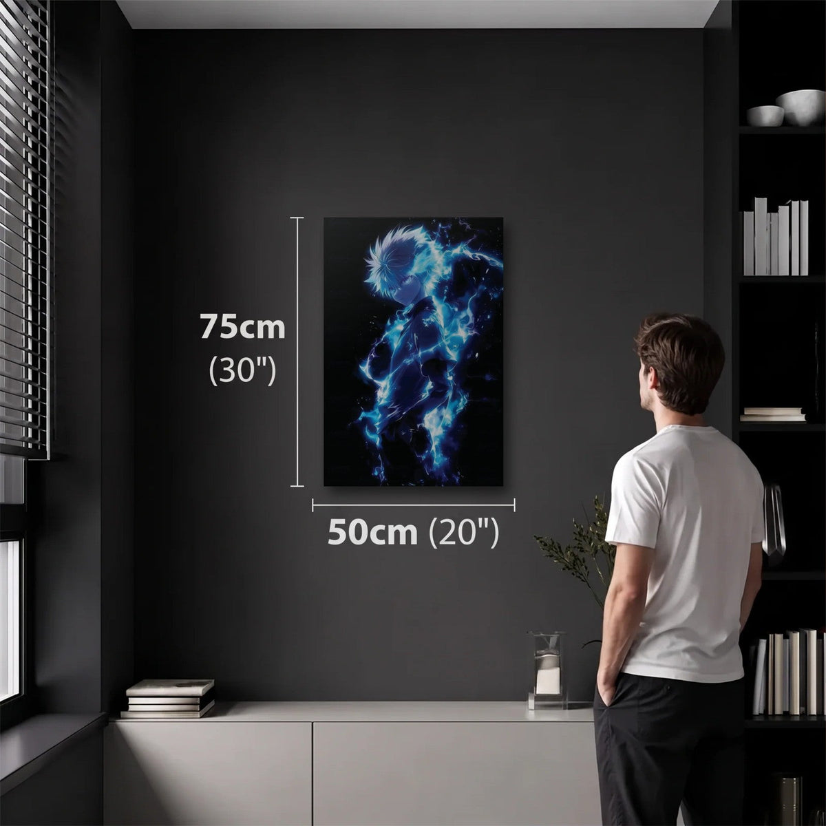 Anime Art 50x75 cm acrylic wall art in a dark modern room