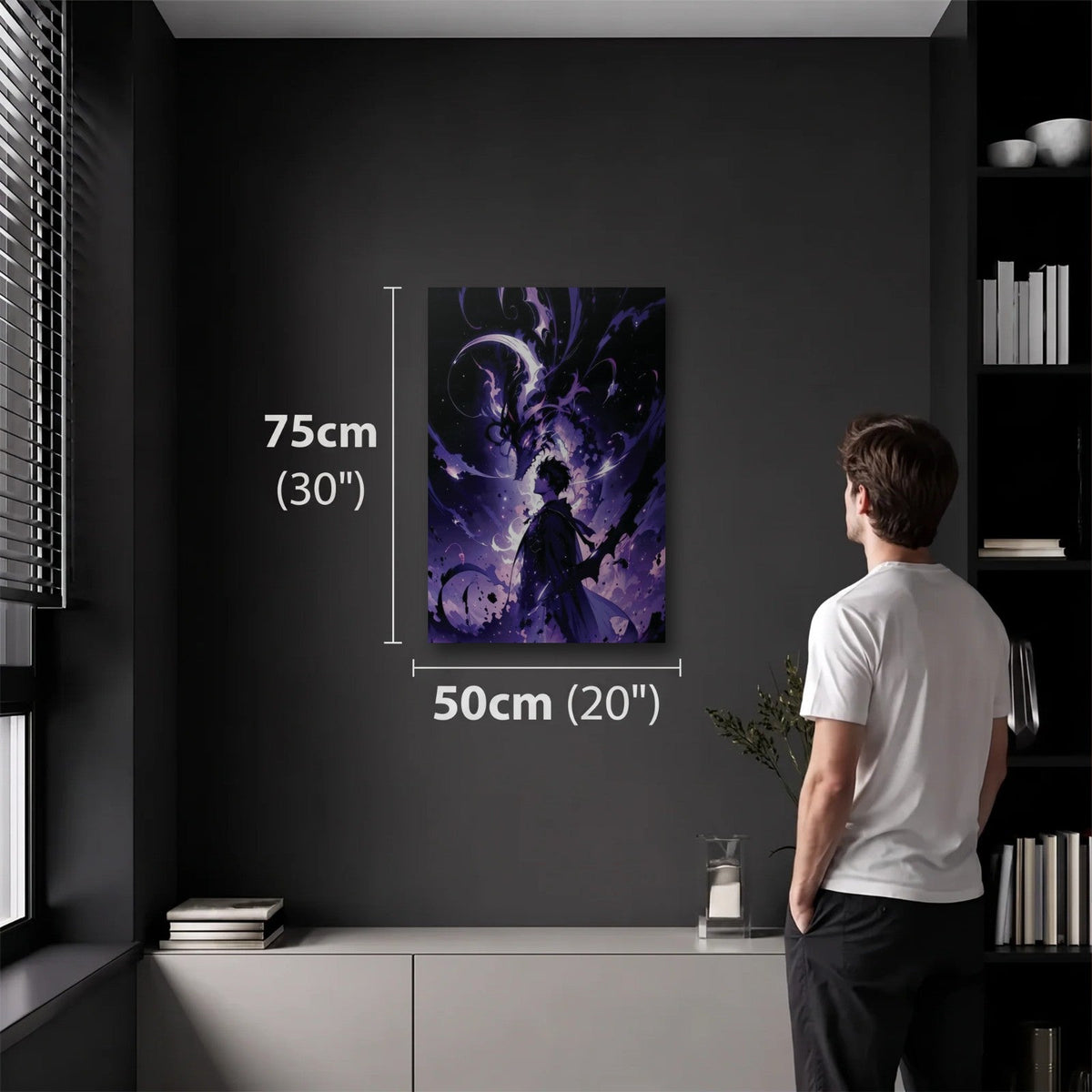 Anime Art 50x75 cm acrylic wall art in a dark modern room