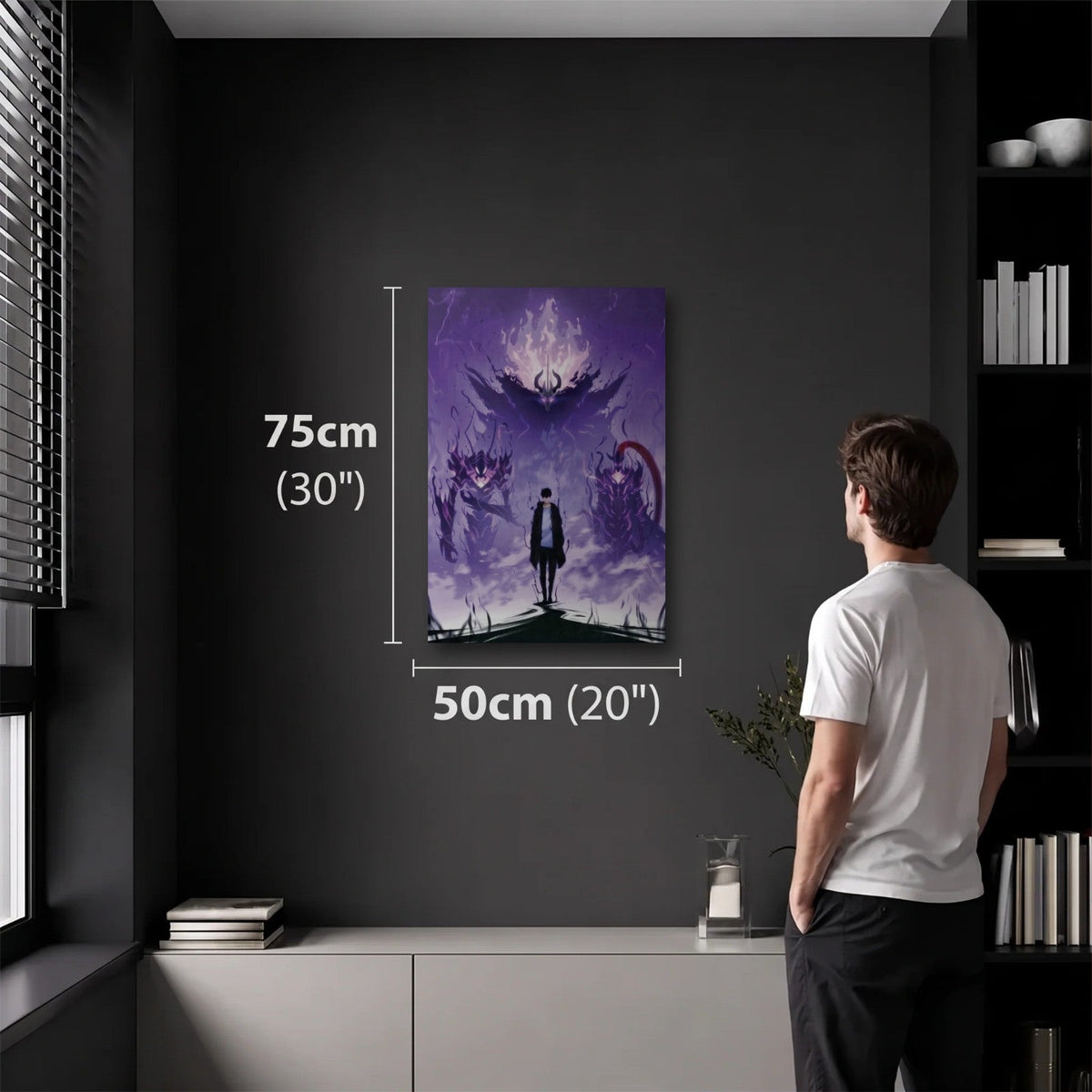 Anime Art 50x75 cm acrylic wall art in a dark modern room