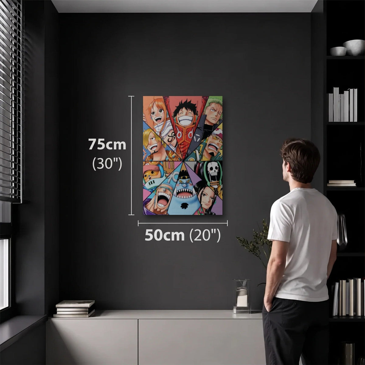 Anime Art 50x75 cm acrylic wall art in a dark modern room