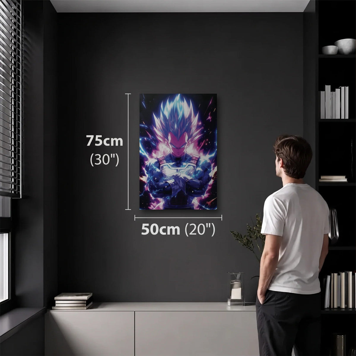 Anime Art 50x75 cm acrylic wall art in a dark modern room