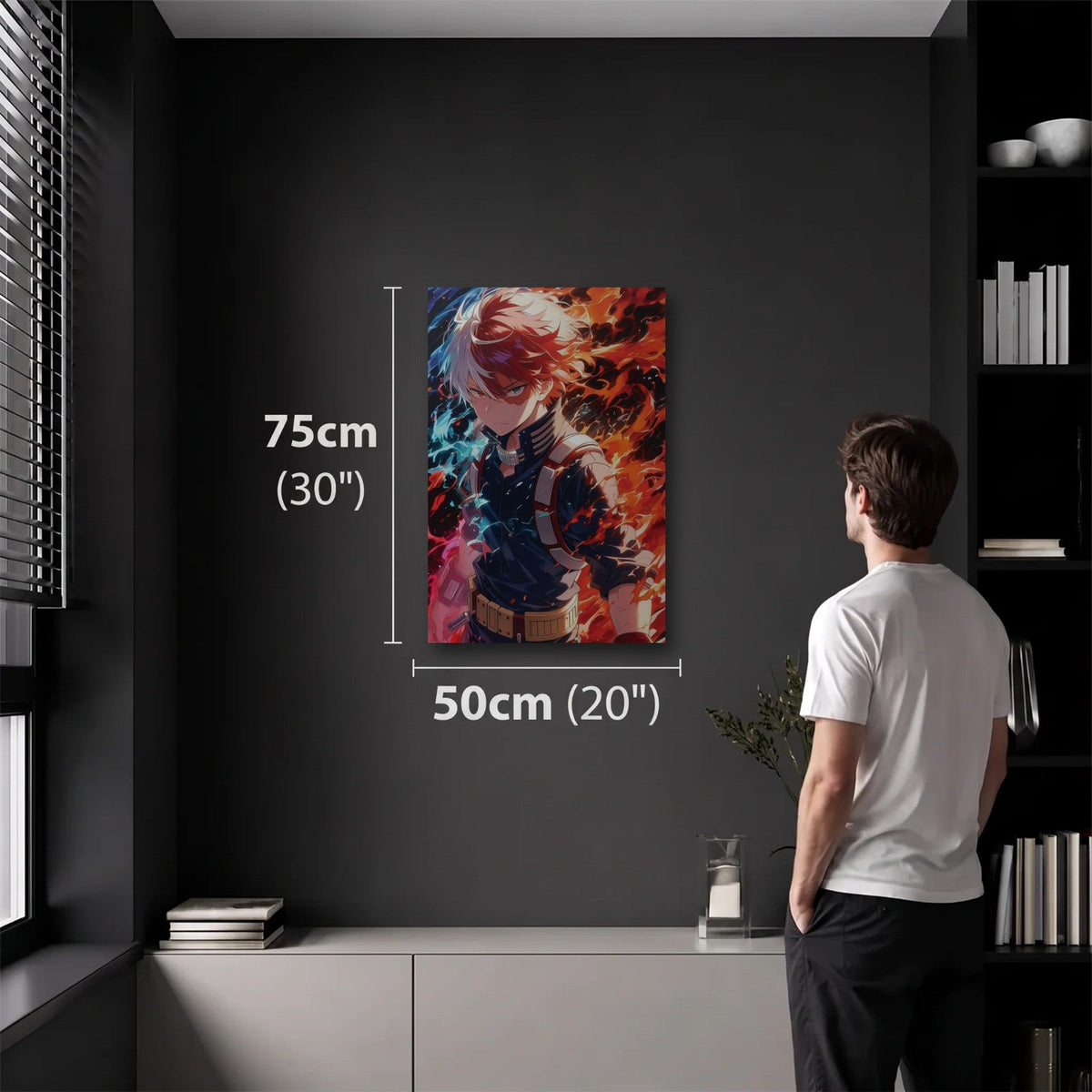 Anime Art 50x75 cm acrylic wall art in a dark modern room