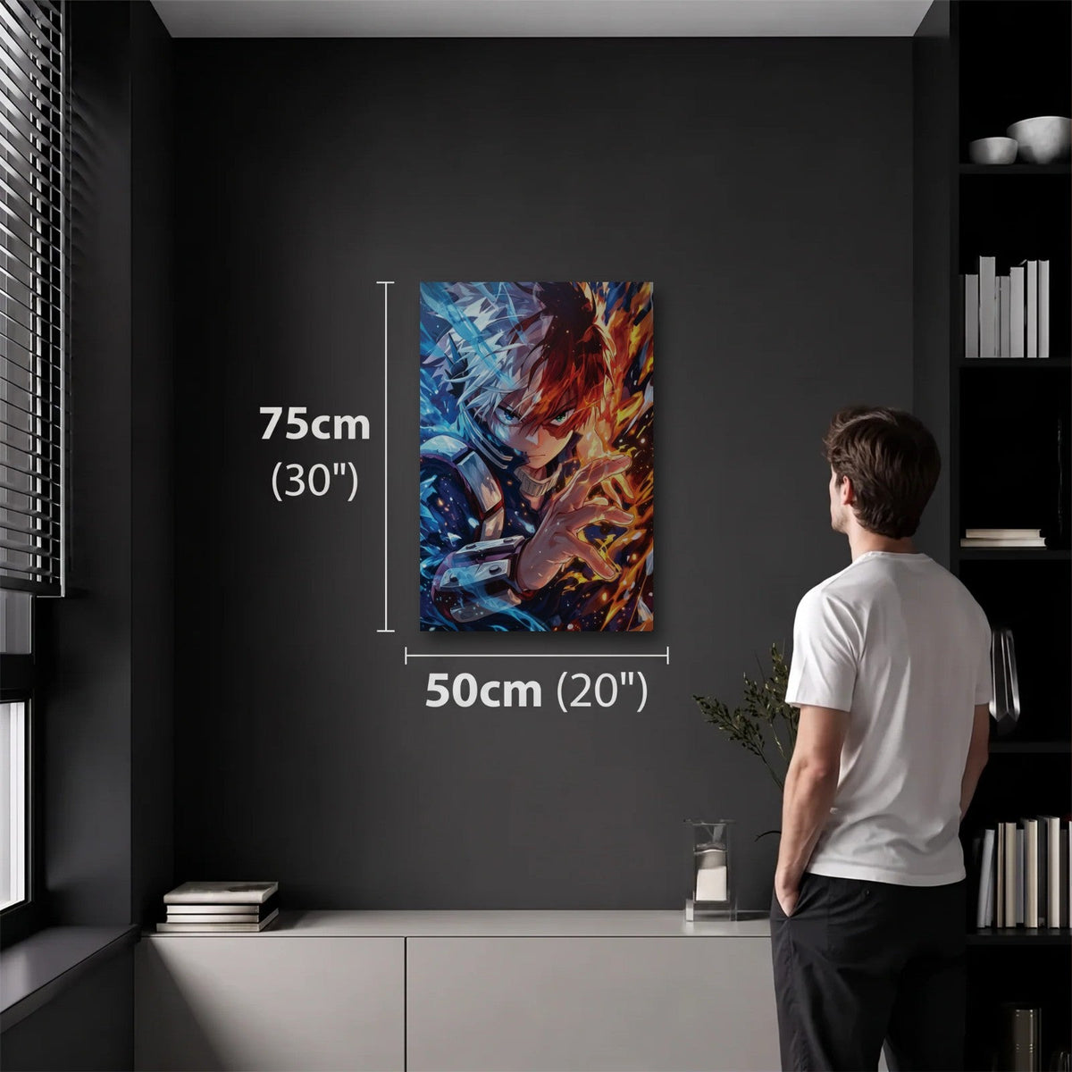 Anime Art 50x75 cm acrylic wall art in a dark modern room