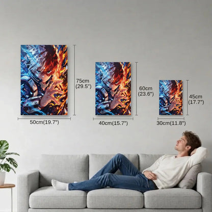 Anime Art size guide 30x45, 40x60, 50x75 cm