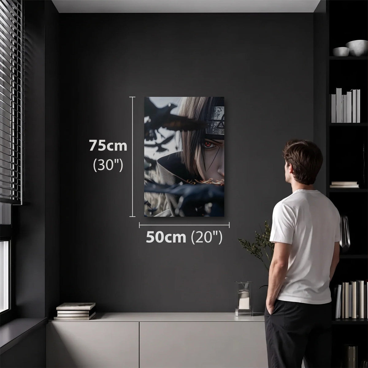Anime Art 50x75 cm acrylic wall art in a dark modern room