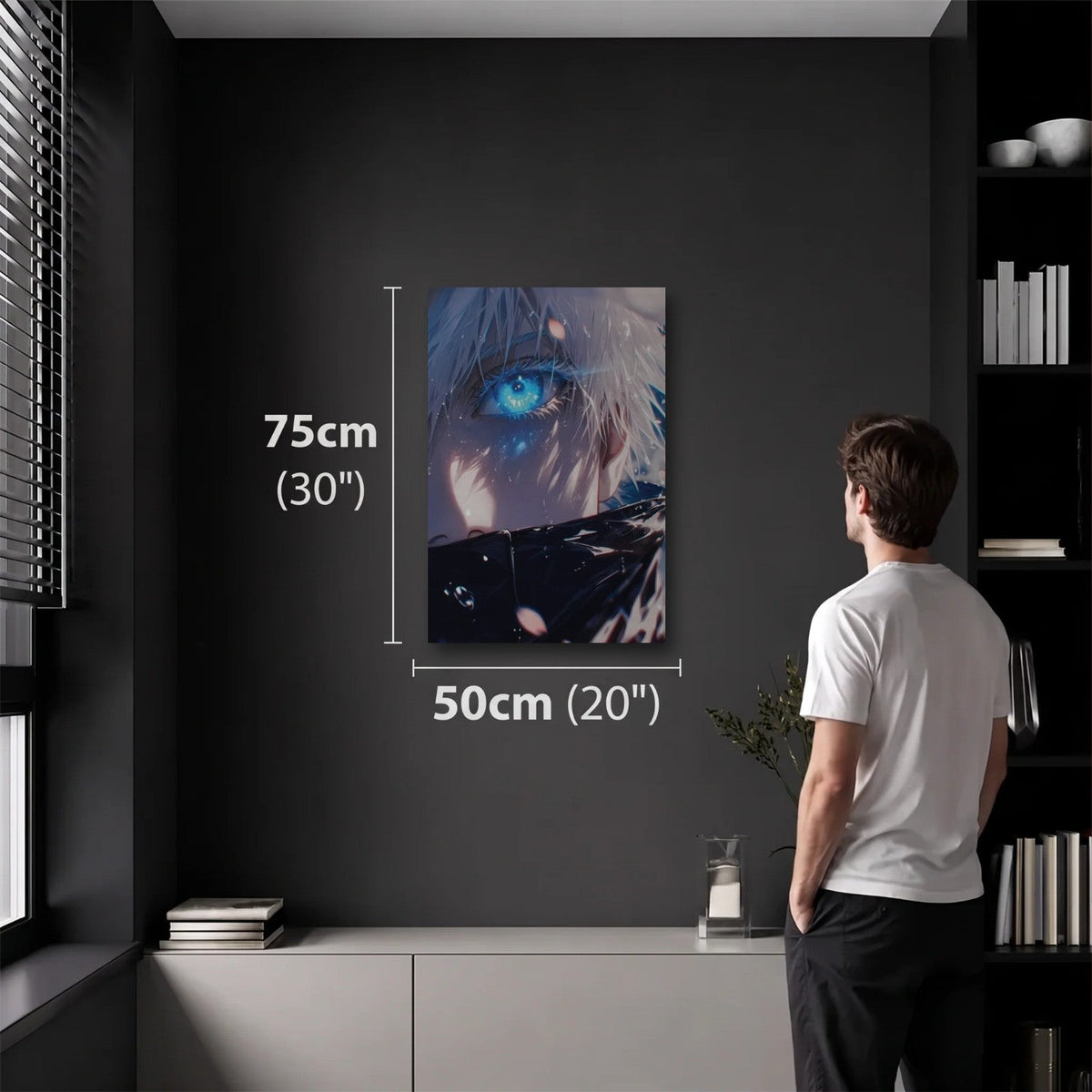 Anime Art 50x75 cm acrylic wall art in a dark modern room