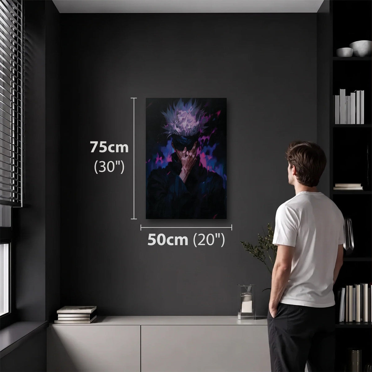 Anime Art 50x75 cm acrylic wall art in a dark modern room