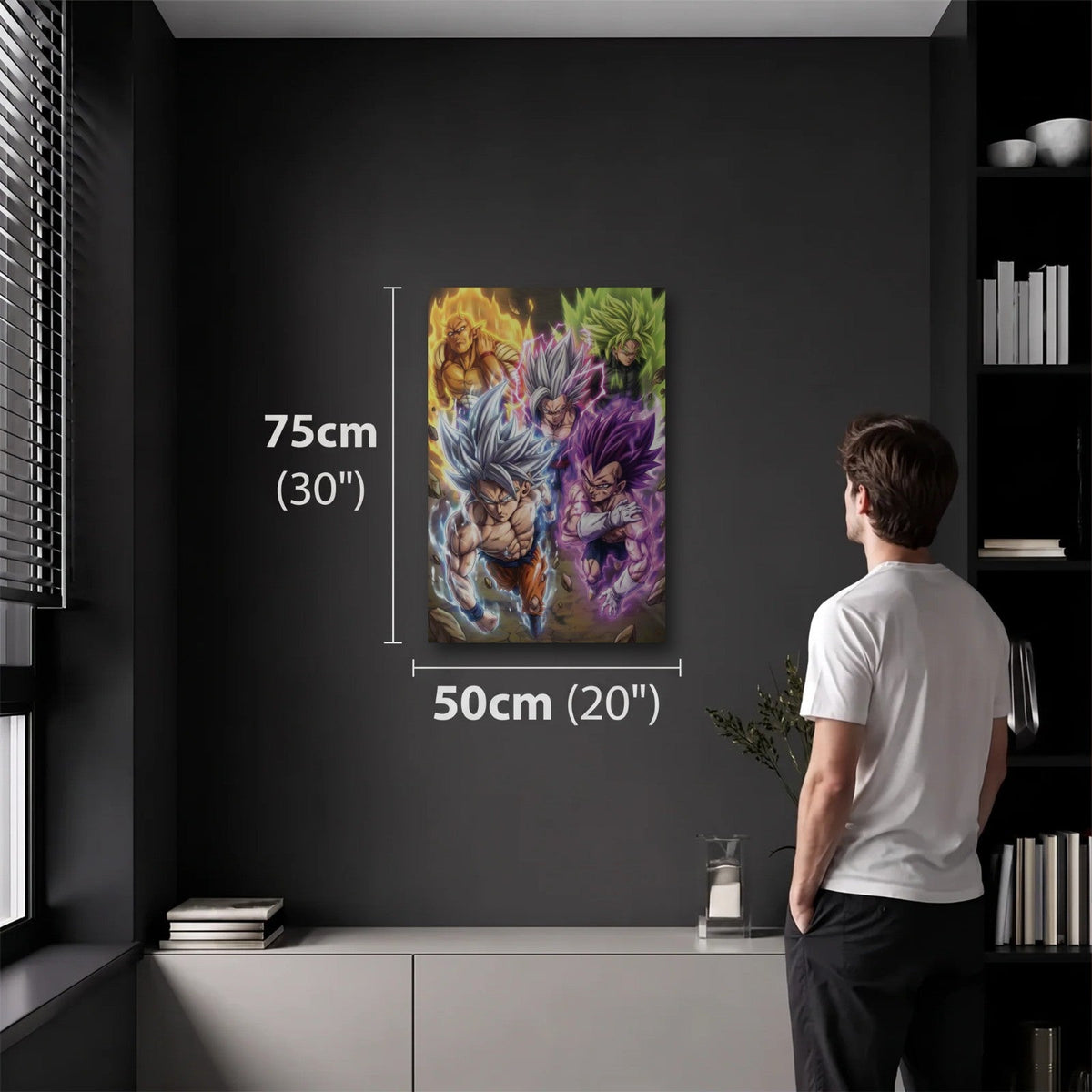 Anime Art 50x75 cm acrylic wall art in a dark modern room