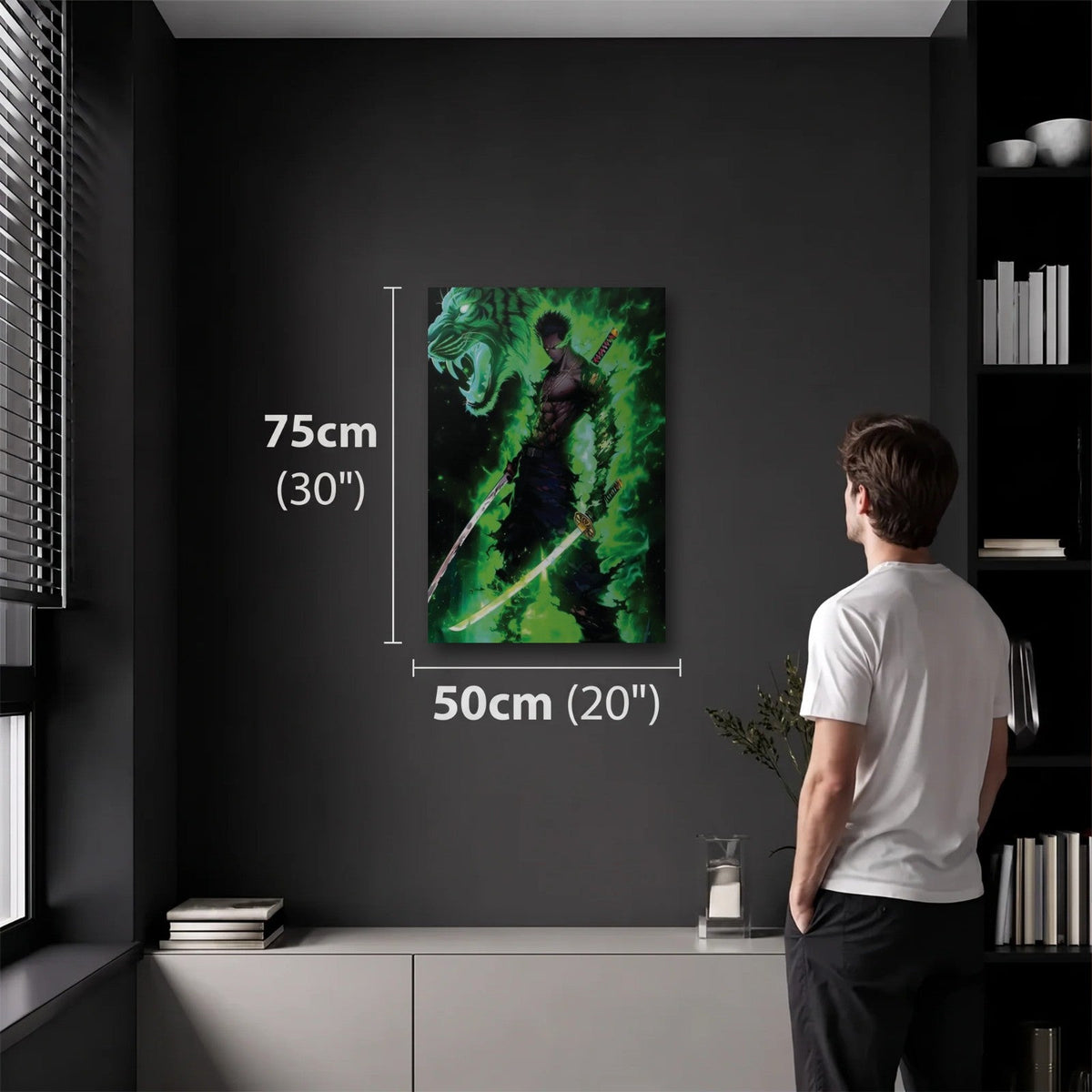 Anime Art 50x75 cm acrylic wall art in a dark modern room