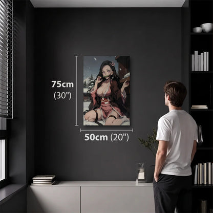 Anime Art 50x75 cm acrylic wall art in a dark modern room
