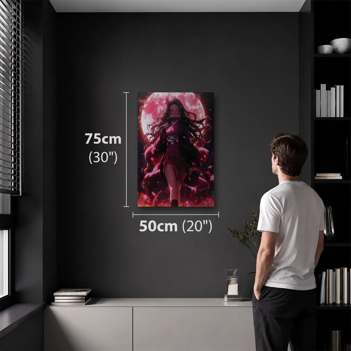 Anime Art 50x75 cm acrylic wall art in a dark modern room