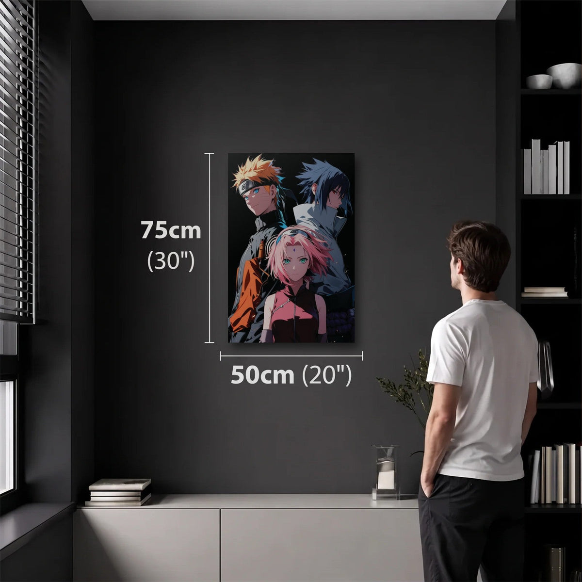 Anime Art 50x75 cm acrylic wall art in a dark modern room
