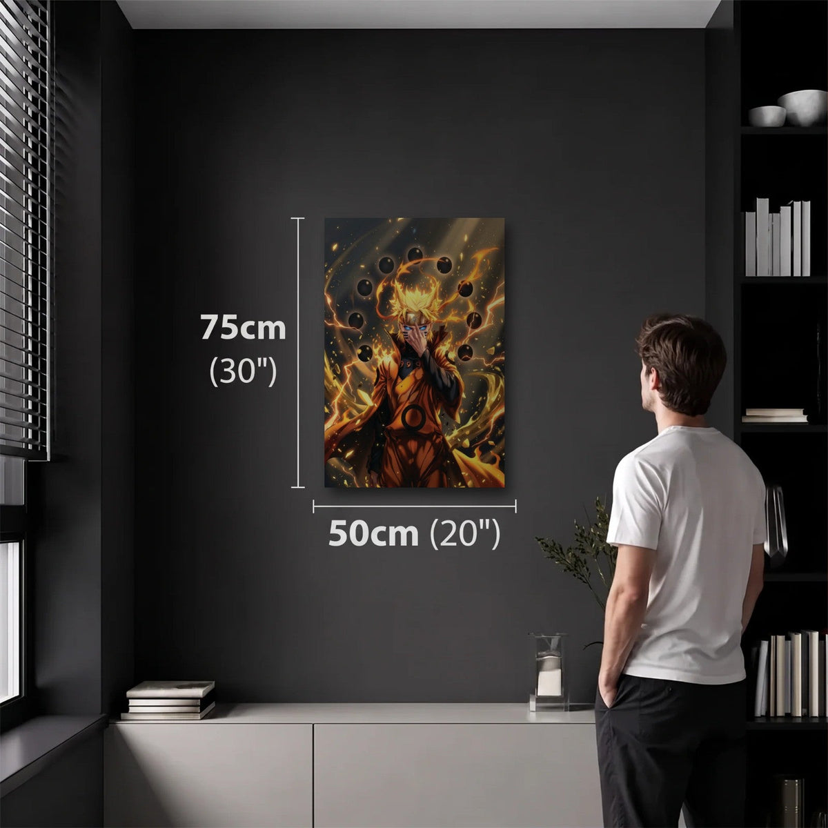 Anime Art 50x75 cm acrylic wall art in a dark modern room