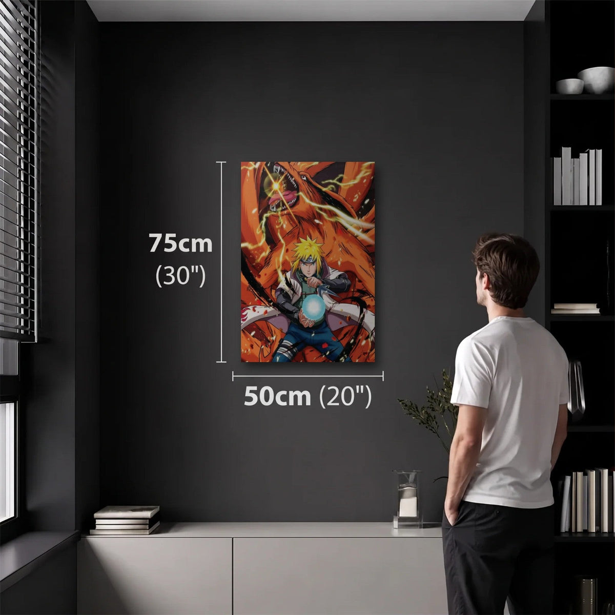 Anime Art 50x75 cm acrylic wall art in a dark modern room