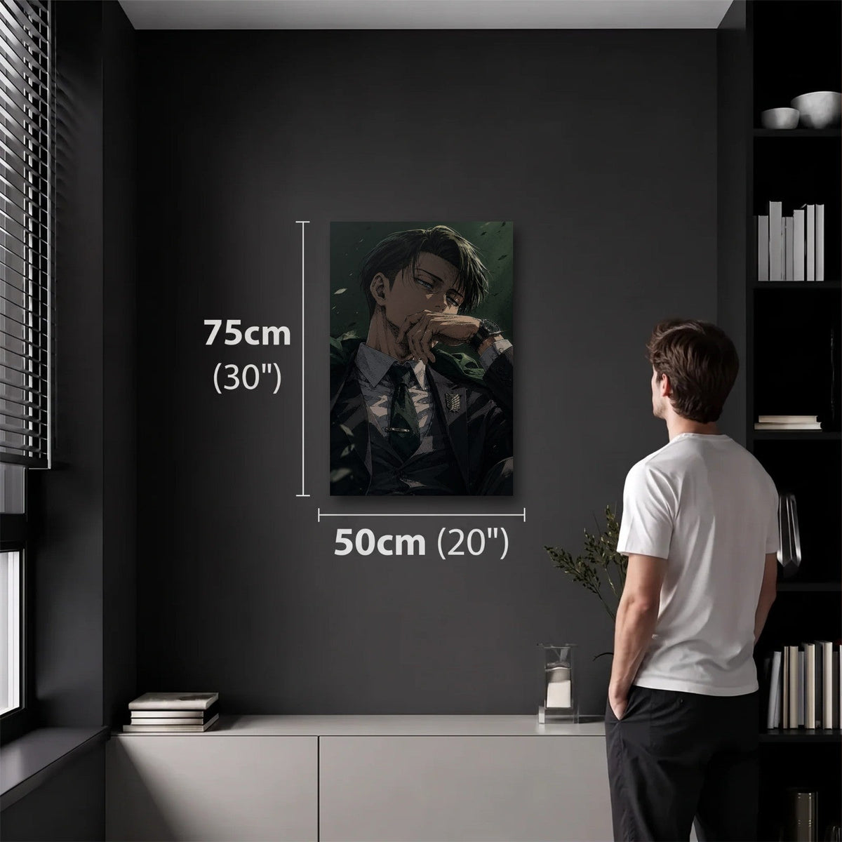 Anime Art 50x75 cm acrylic wall art in a dark modern room