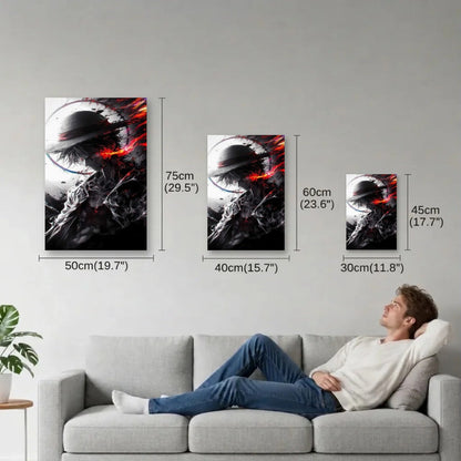 Anime Art size guide 30x45, 40x60, 50x75 cm